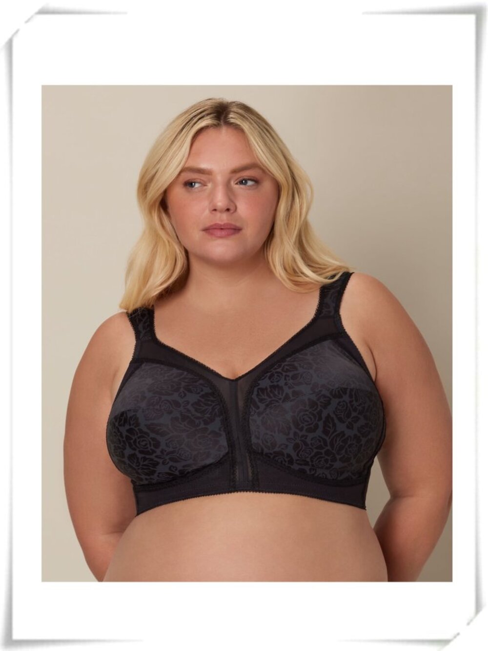 Playtex 18 Hour Black Floral Print Ultimate Shoulder Comfort Wireless Bra